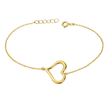 Real Gold 3D Plain Heart Adjustable Size Bracelet 1212 (19 C.M) BR1799