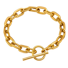 Real Gold Wide Link Bold Cable Chunky Chain With Round Dangler Lock 8 MM Thick Bracelet 2804 (20 C.M) BR1715