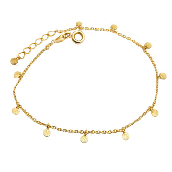 Real Gold Dangler Round Charms Adjustable Size Bracelet 7881 (19 C.M) BR1649