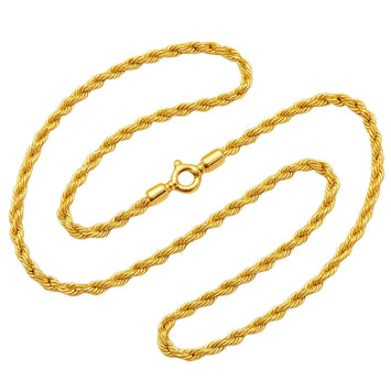 Real Gold Plain Rope Chain Necklace 7130 (40 C.M) CH1269