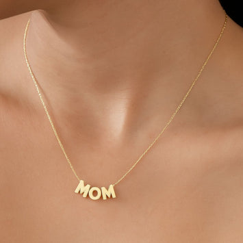 Real Gold 3D Mom Movabale Letters Mother Adjustable Size Necklace 1889 N1336