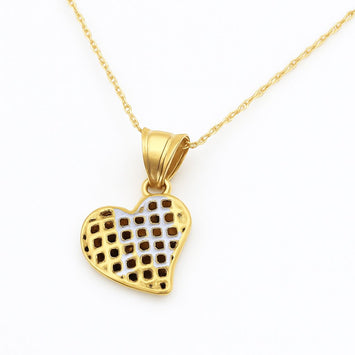 Real Gold 2C Curved Net Heart Necklace