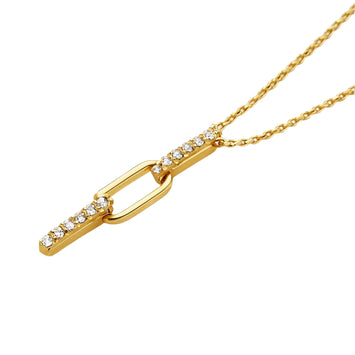 Real Gold Paper Clip Thick Stone Hanging Pendant Necklace 7462 N1374