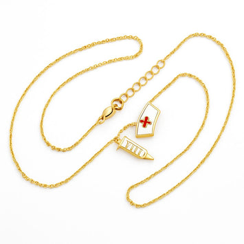 Real Gold 3 Color Nurse Adjustable Size Necklace 7893 N1406