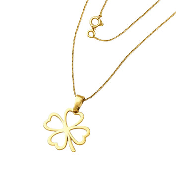 Real Gold 4 Heart Flower Necklace 0177 CWP 1752