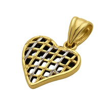 Real Gold 2C Curved Net Heart Pendant