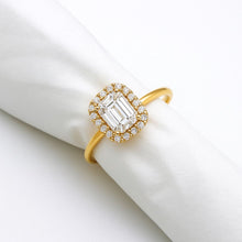 خاتم حجري فاخر مغطى بمستطيل من الذهب الحقيقي 0468 (مقاس 6) R2709