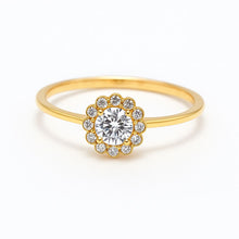 Real Gold Floral Flower Stone Ring 1350 (Size 6) R2713