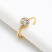 Real Gold Floral Flower Stone Ring 1350 (Size 5) R2714