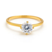 Real Gold Elegant Twist Single Stone Ring 0016 (Size 7) R2720