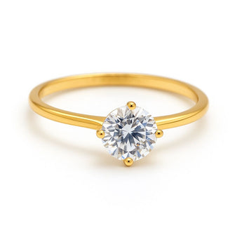 Real Gold Elegant Twist Single Stone Ring 0016 (Size 8) R2719