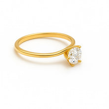 Real Gold Elegant Twist Single Stone Ring 0016 (Size 7) R2720