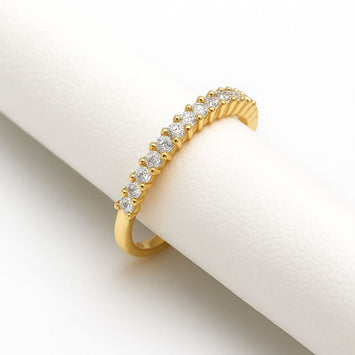 Real Gold Half Eternity Stone Ring 5780 (Size 8.5) R2723