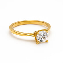 Real Gold Classic Round Stone Ring 0254 (Size 7) R2728