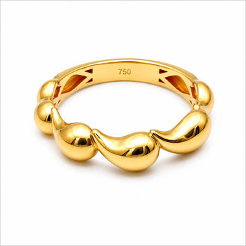 Real Gold Five Bubble Teardrop Ring 0711 (SIZE 5) R2893