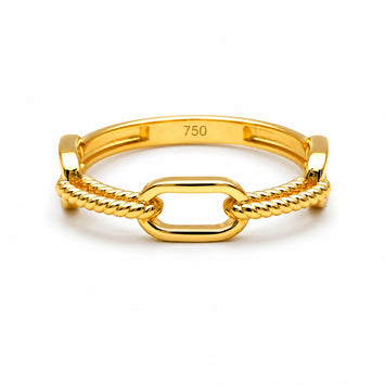 Real Gold Twisted Paper Clip Link Ring (Size 5) 7777 R2880