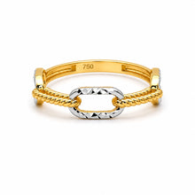 Real Gold 2 Color Twisted Paper Clip Link Ring (Size 5) 7777-YW R2884