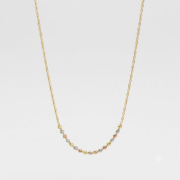 Real Gold Multi 3 Color Gold Texture Beads Adjustable Size Necklace 40+ 5 = 45 CM 0479 N1565