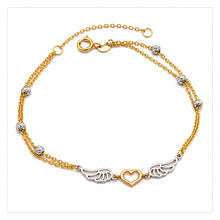 Real Gold 3 Color Angel Heart Wings Texture Balls Adjustable Size Bracelet (16+3= 19 CM) 1598 TC BR1923