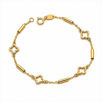 Real Gold Four Leaf Clover Roller Bracelet (17 CM) 2260 BR1925