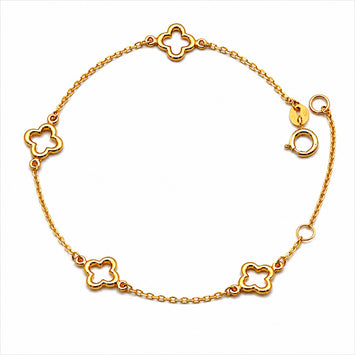 Real Gold Four Imperial Clover Adjustable Size Bracelet (16+3=19 cm) 1463 BR1926