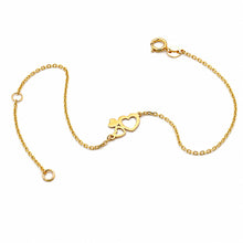Real Gold Twin Heart Charm Adjustable Size Bracelet (16+3 = 19 CM) 1474 BR1928