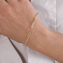 Real Gold Paper Clip Chain Bracelet 0758 (19 C.M) BR1561