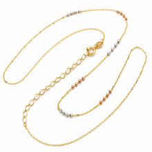 Real Gold 3 Color Beads Adjustable Size Necklace 0465-TC (45 C.M) N1538