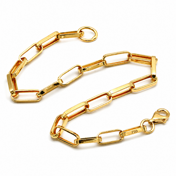 Real Gold Thick Link Paper Clip Solid Chain Bracelet CVB498 (20 C.M) BR1527