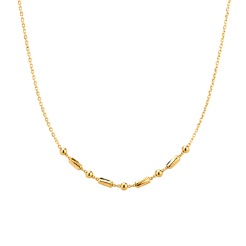 Real Gold Harmony Barrel Bead Texture Roller Necklace 40 CM 2526 DC N1567