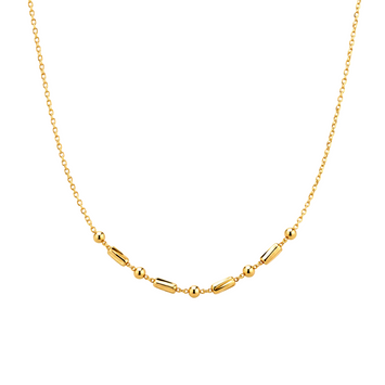Real Gold Harmony Barrel Bead Texture Roller Necklace 45 CM 2526 DC N1566