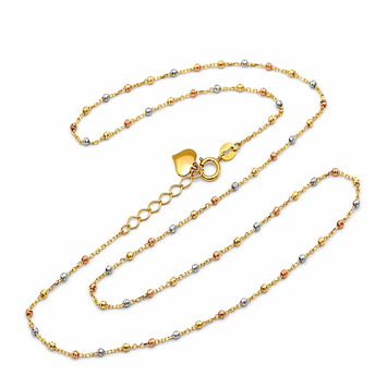 Real Gold 3 Color Beads Ball 1.5 MM Dangler Necklace - Model 0477 N1428