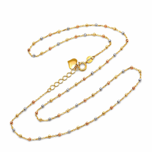 Real Gold 3 Color Beads Ball 1.5 MM Dangler Necklace - Model 0477 N1428