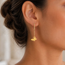 Real Gold Hanging Butterfly Stud Earring Set 3897 E1401