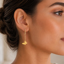 Real Gold Hanging Butterfly Stud Earring Set 3897 E1401