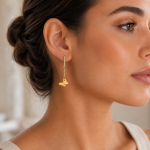 Real Gold Hanging Butterfly Stud Earring Set 3897 E1401