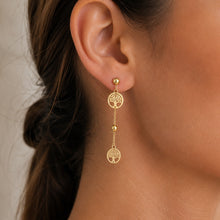 Real Gold Tree Hanging Stud Earring Set 0239-111 E1713