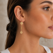 Real Gold Tree Hanging Stud Earring Set 0239-111 E1713