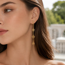Real Gold 3 Flower Hanging Drop Stud Earring Set 6035 E1790
