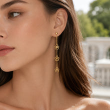 Real Gold 3 Flower Hanging Drop Stud Earring Set 6035 E1790