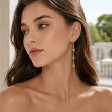 Real Gold 3 Flower Hanging Drop Stud Earring Set 6035 E1790