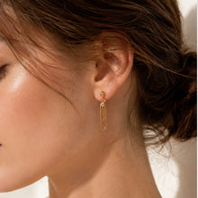 Real Gold Link Dangler Paper Single Clip Hanging Earring Set 1711 E1851