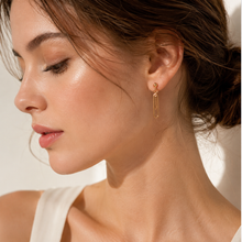 Real Gold Link Dangler Paper Single Clip Hanging Earring Set 1711 E1851