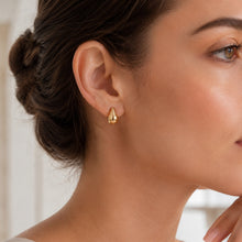 Real Gold 3D Oval Teardrop Water Drop Earring Set - Model 9138 E1856