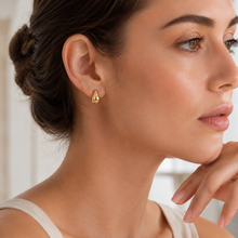 Real Gold 3D Oval Teardrop Water Drop Earring Set - Model 9138 E1856