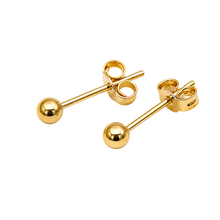 Real Gold 3 MM Ball Stud Earring Set 0003 E1904