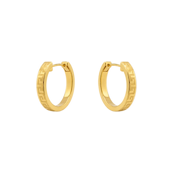 Real Gold Round Maze Hoop Clip Earrings Set - Model 5682-3 E1911