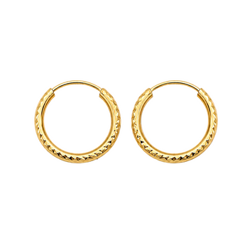 Real Gold Textured Round Clip Earrings Set - Model 5730 E1913