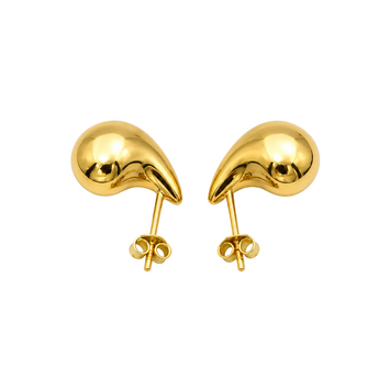 Real Gold Plain Teardrop Stud Earrings Set - Model 6898-26 E1932
