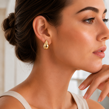 Real Gold Extra Large Teardrop Stud Earring Set  - Model 9139 E1944